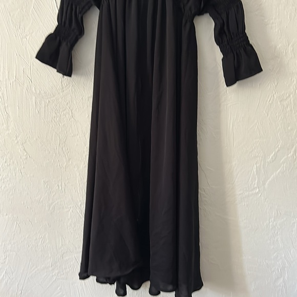Black zip up tech gear fitted collared maxi dress - Picture 3 of 11